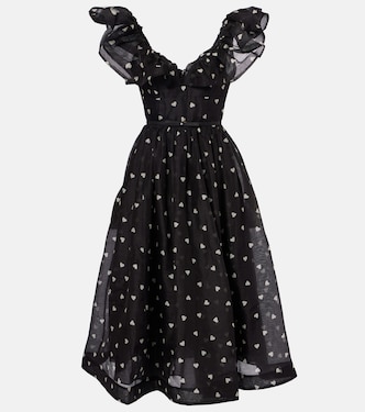 Abito midi in lino e seta a pois | Zimmermann
