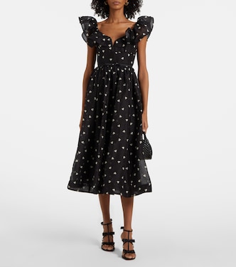 Abito midi in lino e seta a pois | Zimmermann