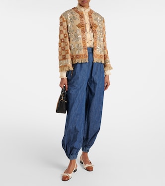 Veste brodée en lin à ornements | Valentino