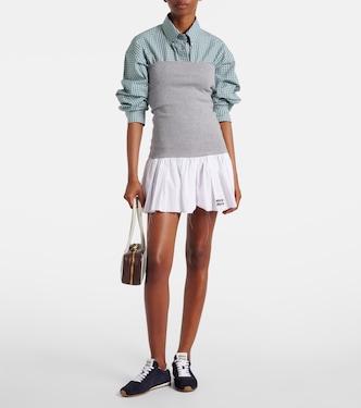 Miniabito in cotone e cashmere con ricamo | Miu Miu