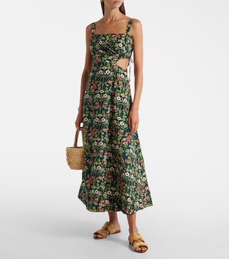 Verano cutout floral cotton midi dress | Agua by Agua Bendita
