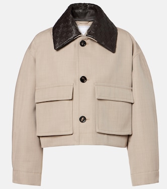 Cropped-Jacke aus Wolle mit Leder | Bottega Veneta