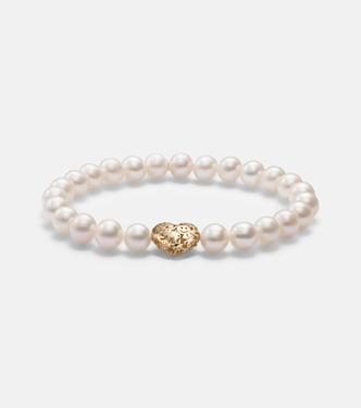Pulsera Puffy Icon Wallpaper Heart de oro de 14 ct con perlas | Sydney Evan