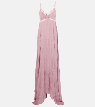 Lace-trimmed plissé georgette gown | Blumarine