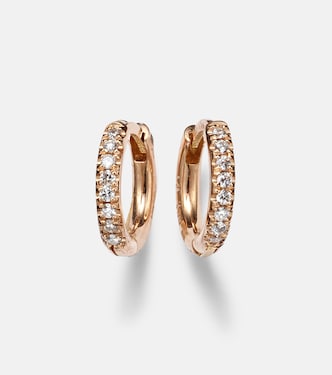 Orecchini New Mini Hoops in oro rosa 18kt con diamanti | Ileana Makri