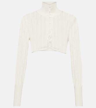 Cardigan cropped in maglia a coste | Alaïa