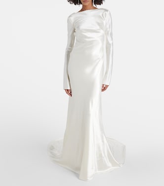 Bridal - Abito lungo Simone in raso di lana e seta  | Danielle Frankel