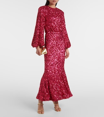 Sequined puff-sleeve maxi dress | Rotate