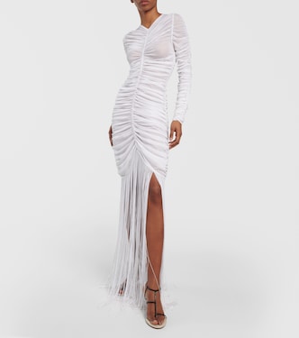 Guisa fringed shirred silk-blend gown | Khaite