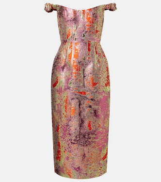 Amina brocade off-shoulder midi dress | Markarian