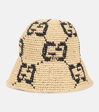 GG raffia-effect cloche hat | Gucci