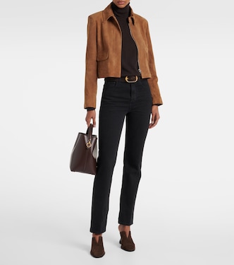 Giacca cropped Bleeker in suede | Nour Hammour
