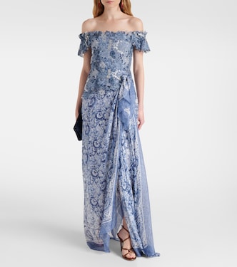 Abito midi Ivanna off-shoulder con  stampa a fiori | Ralph Lauren Collection
