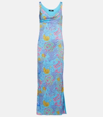 Underwater Barocco draped jersey gown | Versace