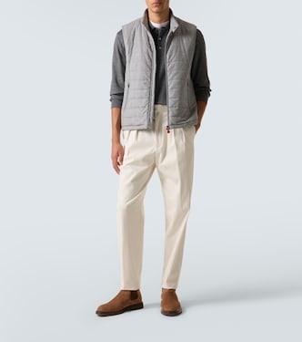 Suede-trimmed cashmere-blend vest | Kiton