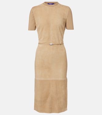 Lindsay绒面革与羊毛混纺中长连衣裙 | Ralph Lauren Collection