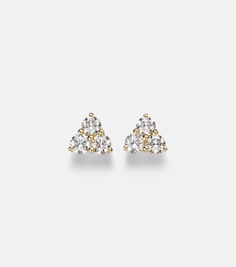 Trillion Medium 18kt gold earrings with diamonds | Anita Ko