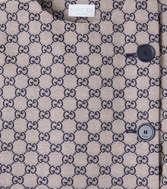معطف من القطن المخلوط بصفين من الأزرار GG Canvas | Gucci Kids
