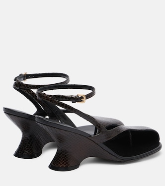 Snake-effect 75 leather wedge sandals | Dries Van Noten