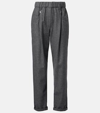 Cropped wool and cashmere straight pants | Brunello Cucinelli