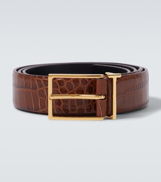 T Loop croc-effect leather belt | Tom Ford
