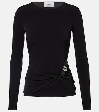 Gathered leather-trimmed top | Coperni