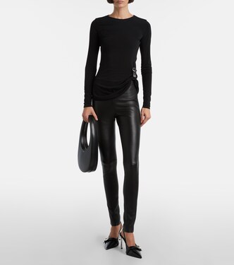 Gathered leather-trimmed top | Coperni
