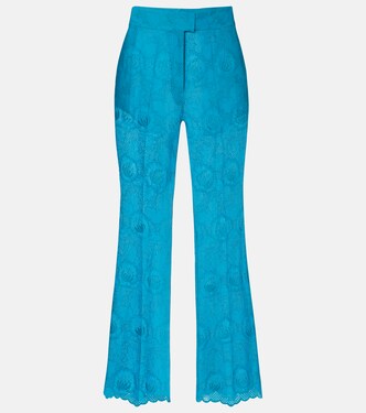 Broderie anglaise scalloped cotton straight pants | Valentino