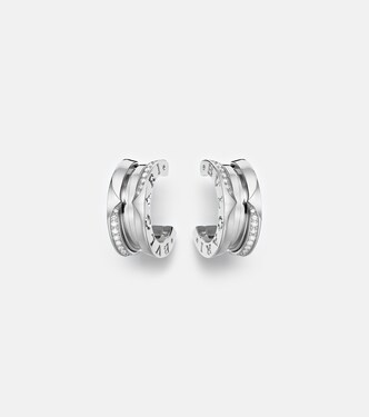 B.zero1 18kt white gold earrings with diamonds | Bvlgari