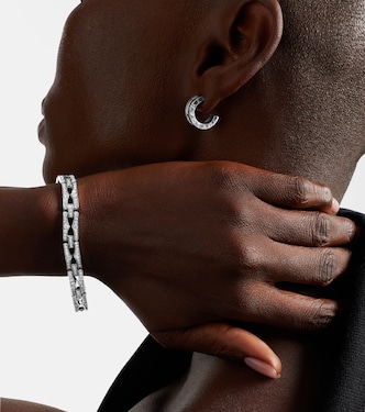 B.zero1 18kt white gold hoop earrings with diamonds | Bvlgari