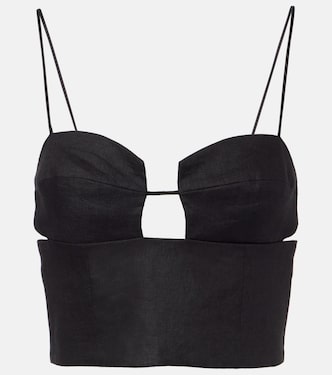 Imperia cutout linen crop top | Cala de la Cruz