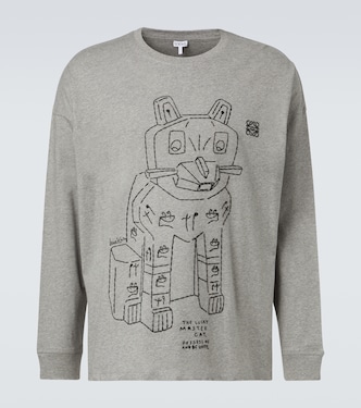 x Louis Wain embroidered cotton jersey T-shirt | Loewe