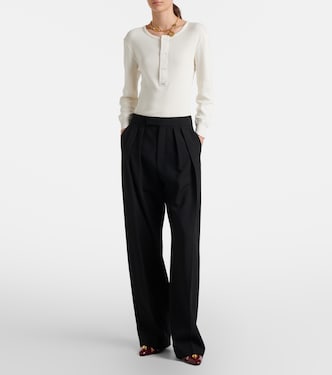 Pantalon ample à taille haute en laine | Chloé