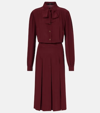 Pleated silk crêpe de chine midi dress | Gucci