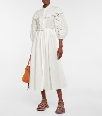 Robe en lin à broderie anglaise | Chloé