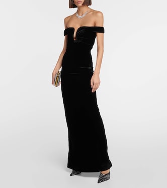 Off-shoulder velvet gown | Roland Mouret
