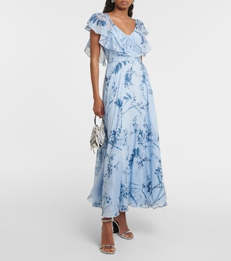 Vestido midi de algodón y seda estampado | Erdem
