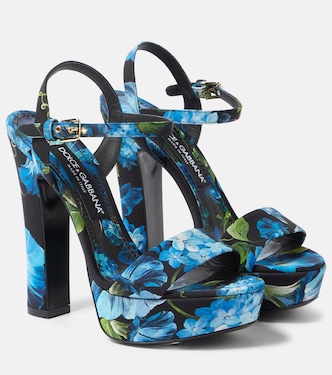 Floral satin platform sandals | Dolce&Gabbana