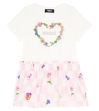 Logo cotton dress | Versace Kids