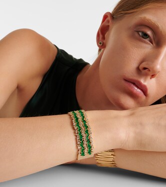 18kt gold bangle with emeralds and diamonds | Suzanne Kalan