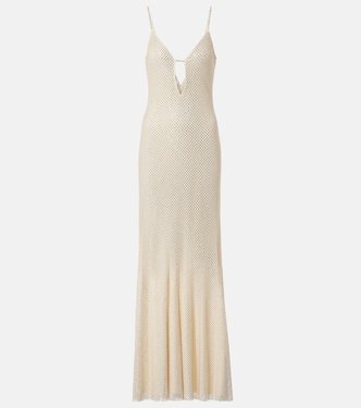 Rhinestone-embellished mesh maxi dress | Self-Portrait