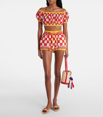 Patterned cotton crop top  | Dolce&Gabbana