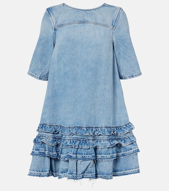 Ruffled denim minidress | Ganni