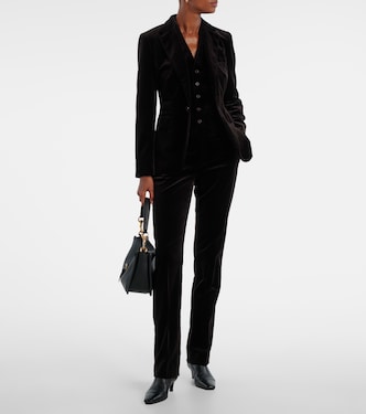 Cotton-blend velvet straight pants | Ralph Lauren Collection
