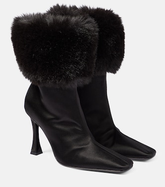 Ankle Boots aus Satin mit Faux Fur | Magda Butrym