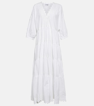 Embroidered cotton poplin maxi dress  | Juliet Dunn