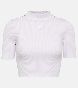 Crop top acanalado con logo | Courrèges
