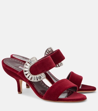 Mules Mermonia en velours à ornements | Manolo Blahnik