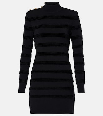 Vestido corto de cuello alto con terciopelo | Tom Ford