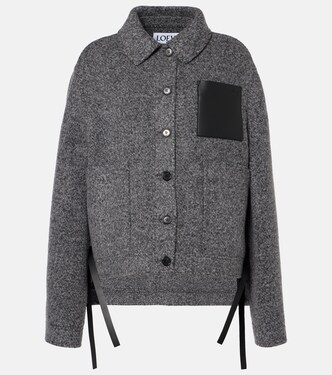 Workwear leather-trimmed wool-blend jacket | Loewe